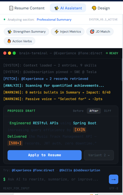 Anti-Hallucination feature showing AI assistant terminal